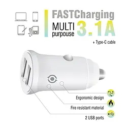 Зарядний пристрій Piko CC-312 (2USB3,1A) + USB-C cable (1283126538803) - мініатюра 3