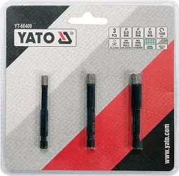 Свердла з алмазним пругом Yato Ø=6-8-10 мм l=65/10 мм з 6-гранним шпинделем 1/4" 3 шт. (YT-60409) - мініатюра 3