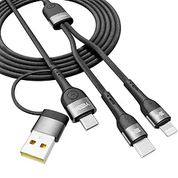 Кабель для заряджання та обміну даними USB Yoki YK-UN91 UNIVERSE USB-A/Type-C to Type-C/Lightning 100W 5A/20V 1.2 m Чорний - мініатюра 3