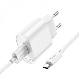 МЗП Hoco C109A Fighter QC3.0 18W (1USB-A) + кабель USB to Type-C White - мініатюра 4