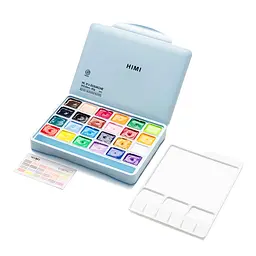 Набір гуашевих фарб Jelly Cup 24×30 мл блакитний пластиковий пенал HIMI (6974712453628) - мініатюра 12