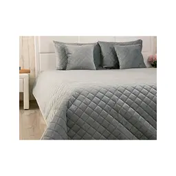 Покривало Руно двостороннє декоративне Velour Dark Grey ромб 150х220 см (360.55_Dark Grey ромб) - мініатюра 6