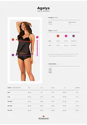 Комплект білизни Obsessive Agatya, L/XL (чорний) - мініатюра 7