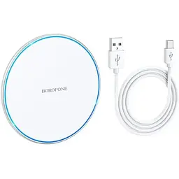 Безпровідна зарядка підставка Borofone BQ3 Pro на 15W Type-C 2A біла - мініатюра 2
