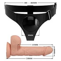 Страпон Pretty Love Harness Briefs Jerry 21.8 см тілесний - мініатюра 6