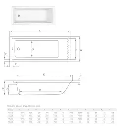 Ванна акрилова Radaway Linda 160х70 пристінна з ніжками + сифон (WA1-63-160x070S) - мініатюра 3