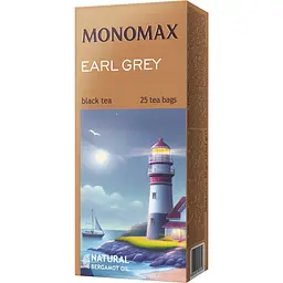 Чай чорний Monomax Earl Grey з ароматом бергамоту 50 г (25 шт. х 2 г)