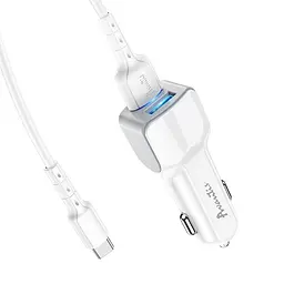 Автомобільний зарядний пристрій Avantis A910 Grand style (2USB/2.4A) + USB кабель Type-C- білий - мініатюра 3