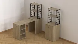 Стіл-тумба трансформер Смарт 4/1 з етажеркою Ferrum-decor 1430x1450x500 Чорний метал ДСП Дуб Сонома 16 мм (FRD-105126) - мініатюра 4