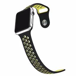 Спортивний ремінець з перфорацією Primo для годинника Apple Watch 42 мм, 44 мм, 45 мм розмір S- Black Yellow - мініатюра 5