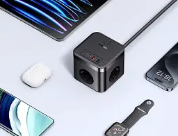 Мережевий зарядний пристрій Baseus Power Combo Cube Power Strip 3AC+2USB+2Type-C 30W 1.5m E00066400117-00 Black - мініатюра 7