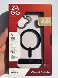 Чохол протиударний з підставкою ZAGG Gear4 Crystal Palace MagSafe для iPhone 16 Прозорий + Black - мініатюра 2