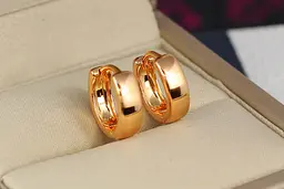 Сережки Xuping Jewelry кільця з малюнком крокрені горизонтальні смужки 1,4 см золотисті - мініатюра 3