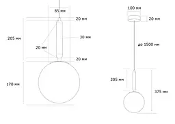 Підвісний світильник MJ-Light FARO 180 BK 16009 - мініатюра 4