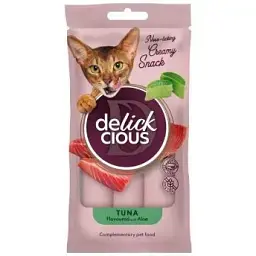 Ласощі для котів Delickcious Тунець з додаванням алое 4 х 15 г (4820269141605)