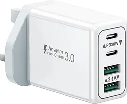 Мережевий зарядний пристрій USB-C 40W на 4 порти (2×USB-C + 2×USB-A)