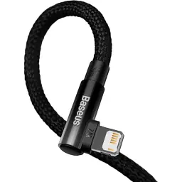 Дата кабель USB 2.0 AM to Lightning 2.0m 2.4A 90° corner black Baseus (CAVP000101) - миниатюра 4