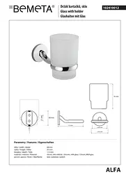 Склянка з тримачем Bemeta Alfa 102410012 білий - мініатюра 2
