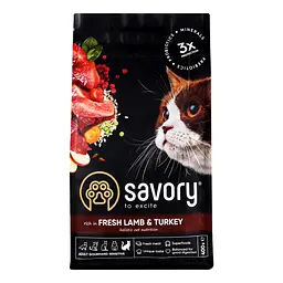 Сухий корм для котів з чутливим травленням Savory Adult Cat Sensitive Digestion Fresh Lamb & Turkey зі свіжим м’ясом ягняти та індички 0.4 кг - мініатюра 3