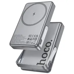 Батарея універсальна HOCO 10000mAh Sunlight PD/20W Magnetic with stand Metal Grey (Q36A / 714987)