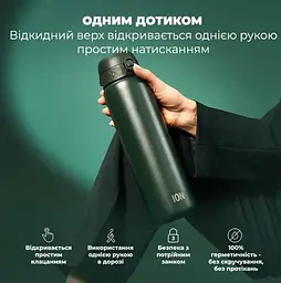Пляшка для води металева вакуумна ION8 920 мл Vacuum Insulated Dark Green (I8TS1000DGRE) - мініатюра 3