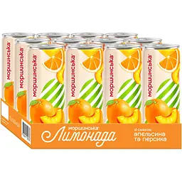 Упаковка напою Моршинська Лимонада Апельсин-Персик середньогазований 3.96 л (0.33 л x 12 шт.) - мініатюра 7