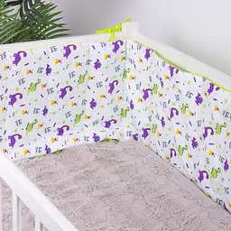 Борт у ліжечко MirSon Kids Time 18-0001 Hello Dino захисний білий 4 шт. - мініатюра 2