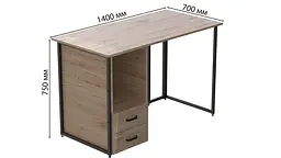 Комп'ютерний стіл Ferrum-decor Отто 75x140x70 чорний ДСП Дуб Сан-Марино 16мм (FRD-103604) - мініатюра 3