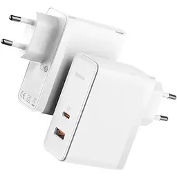 Зарядний пристрій Baseus GaN5 Pro Fast Charger C+U на 100W White (CCGP090202)  - мініатюра 2
