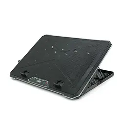 Підставка під ноутбук IceCoorel K15D, 10-19", 15 * 60mm 2550±10% RPM, корпус пластик + алюміній, 2xUSB 2.0 + LCD, 415x296x28mm, RGB, Box, Q10 - мініатюра 2