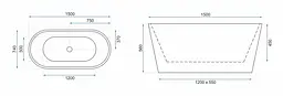 Ванна акрилова окремостояча Rea Milano 150x70 white REA-W2000, Білий - мініатюра 6