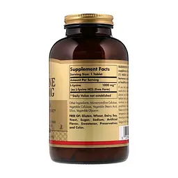 Амінокислота Solgar Лізин 1000 мг, L-Lysine, 250 таблеток (SOL-01702) - мініатюра 2