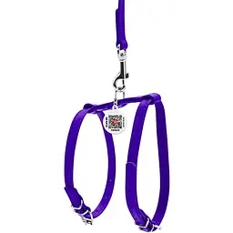 Шлея з повідцем для собак Waudog Glamour, шкіряна, з QR паспортом, 25-33х35-43х1,2/115 см, фіолетовий (34009) - мініатюра 2