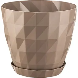 Вазон для квітів Serinova Crystal з підставкою 1.15 л мокко (20-KRT201214-200100)