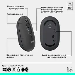 Комплект клавіатура та миша Logitech POP Icon Combo Bluetooth UA Graphite [920-013156] [121099] - мініатюра 8