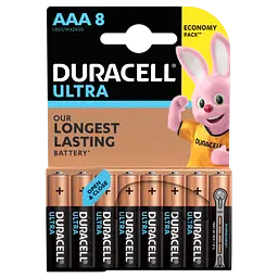 Лужні батарейки мізинчикові Duracell Ultra 1,5 V AAA LR03/MX2400, 8 шт. (5004808) - мініатюра 2