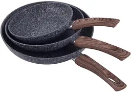 Набір 3 сковороди Grey Marble, індукційні з антипригарним покриттям Kamille Ø20х4,5 см, Ø24х5,5 см, Ø28х6,5 см kuh0007252 - мініатюра 1