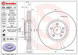 Диск тормозной передний вентилируемый Bmw X6, X5 06-19г Brembo ( 09.9921.11 ) - миниатюра 2
