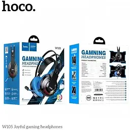 Навушники Hoco LED Joyful Gaming Headphones W105 чорно-сині 6931474754172 - мініатюра 9