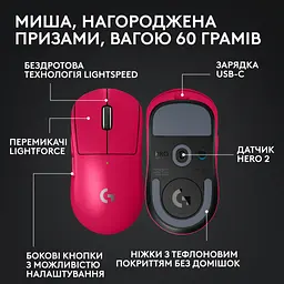 Мишка Logitech G Pro X Superlight 2 Lightspeed Wireless Magenta (910-006797) - мініатюра 6