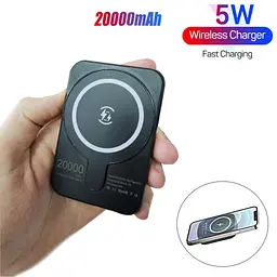Power bank бездротова зарядка "Wireless charging treasure", потужний павер банк 20000 mah Чорний - мініатюра 3