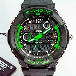 Наручний годинник чоловічий Skmei S-Shock Green 0931 Чорний (077) - мініатюра 9