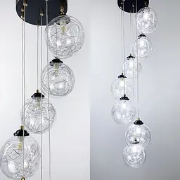 Підвісний світильник Transparent Bubbles на 7 плафонів з металевою ниткою Line.F 371/7