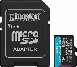 Карта пам'яті Kingston MicroSDXC 128GB Canvas Go! Plus class10 UHS-I U3 V30 +adapter SD (SDCG4/128GB)