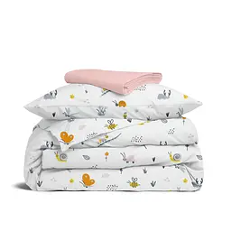 Дитяча постільна білизна в ліжечко ROSE BEES, білий (Bees_Rose_140)