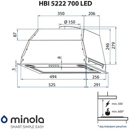 Витяжка повновбудована MINOLA HBI 5222 BL 700 LED - мініатюра 11