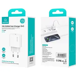 Мережевий зарядний пристрій Usams T65 USB-C 20W White (CC226TC01) [111162] - мініатюра 3
