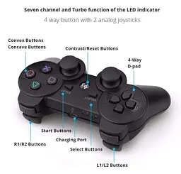 Геймпад бездротовий DoubleShock Bluetooth для PS3, ПК та Smart TV з вібрацією, чорний - мініатюра 5