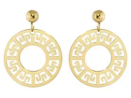 Сережки Xuping TTM Stainless Steel 14K пусети "Круглі різьблені підвіски" (201749)