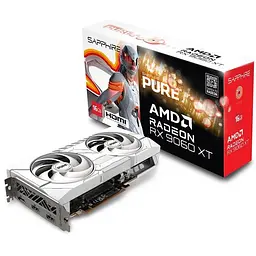 Відеокарта Radeon RX 9060 XT, Sapphire, PURE (білий Edition), 16Gb GDDR6, 128-bit, HDMI/2xDP, 3290/20000 MHz, 8-pin (11350-02-20G)